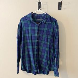 Blue & green plaid flannel